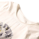 2025 grey silk splicing, texture printed T-shirt, short-sleeved versatile crew neck summer women's top [discounted price]