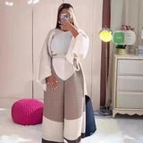 Miyake Fashion Contrasting Color Suit Women's  New Loose Irregular Top Skinny Wide Leg Pants Folded Two-piece Set