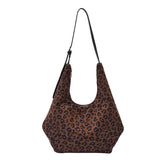 HULIANFU 2025 Bag women's autumn and winter new leopard print pattern single shoulder portable oblique span nylon women's bag large capacity shopping bag bucket bag