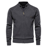 HULIANFU 2025 Men's sweater autumn men's cardigan jacket new solid color lapel jacquard sweater turtleneck casual knitted sweater