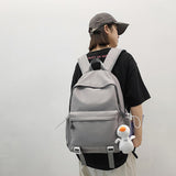 2025 Backpack Female Premium Sense Backpack Large Capacity Casual Japanese Backpack Solid Color School Season Junior and High School Student School Bag