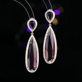 2025 Luxury atmospheric heavy industry earrings wholesale elegant temperament banquet dress with translucent long water drop-shaped zircon earrings