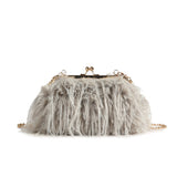 HULIANFU 2025 popular new retro ins fringed pearl chain hairy bag  fairy wind crossbody hand out of the street bag tide
