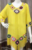 20252023  New  Popular trade spring and summer women's beach hand hook flower beach blouse medium and long beach clothes