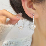 925 silver needle pearl fringed earrings new trendy light luxury broken silver stud earrings light luxury niche temperament versatile earrings