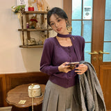 2025 Thirteen Lines popular Winter New V-Neck Wool Elegant Neck Knitted Sweater Versatile Sweater Women 25203