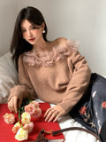 2025 popular autumn new temperament one-word collar versatile bottoming shirt long-sleeved knitted sweater women's top 25108