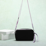 HULIANFU 2025 New trendy bag women's dark matte black small square bag sweet cool spice girl contrasting color butterfly bag crossbody camera bag