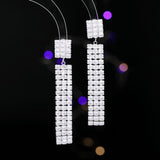 2025 Luxury high-end earrings wholesale, bright full zirconium inlaid banquet dress with long face-showing thin fringed earrings