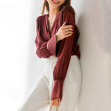 2025 Mulberry silk shirt, high-end crepe, silk shirt  summer Hangzhou silk four-season green women's clothing