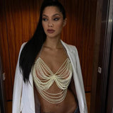 2025 F4909Y Hot Selling Pearl Chain Breast Chain цепочки для тела Body Chain