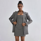 2025 temperament fish bone suit women's clothing high sense spring and autumn new elegant style suit skirt three-piece set Popular trade