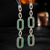 2025 long high-end atmospheric earrings women's s925 silver needle micro-inlaid zircon interlocking fashion high-end earrings
