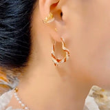 Design sense red diamond love earrings women's high sense Popular peach heart earrings light luxury temperament Internet celebrity earrings tide
