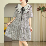 floral dress women's  summer new doll collar age-reducing and thin large size small A-shaped skirt