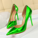 2025 18188-2  metal high heels, thin heel high heel, shallow mouth pointed side hollow sexy nightclub women's single shoes