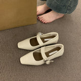 2025  low-heeled square head silver Mary Jane shoes women's shoes popular new winter single shoes retro fashion small leather shoes
