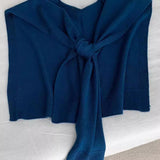 2025 Good-looking blue spring and autumn new ins style versatile Popular style knitted blue shawl air conditioner neck vest woman