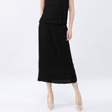 2025 Women's 2025 new skirt elastic waist loose temperament versatile medium and long one-step skirt pleated hip skirt