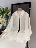 2025 early spring new  romantic embroidery old money wind linen loose shirt women
