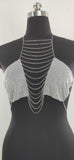 2025 MW2937  waist chain rhinestone inlaid diamond cloth fringed chain connected neck top body chain