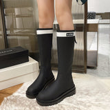 2025  Coarse heel boots popular new autumn and winter velvet versatile thick-soled round women's boots