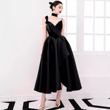 2025 Black segment black swan niche design evening dress waist thin elegant annual meeting host dress dress