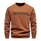 HULIANFU 2025 Autumn new long-sleeved sweater loose crew neck print splicing men's trend sports and leisure sweater