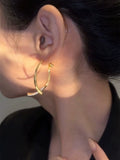 Temperament high-class front and rear diamond-encrusted cross earrings, new trendy niche design, versatile light luxury silver needle earrings