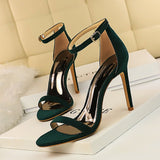 2025 829-2  style fashion simple summer high heels women's stiletto super high heel suede word with open toe sandals