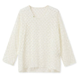 New Chinese temperament velvet splicing loose shirt  spring new elegant mulberry silk top women's N3026