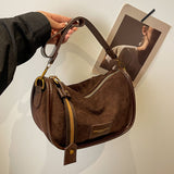 HULIANFU 2025 Autumn and winter fashion matte bag women's new popular autumn and winter retro texture dumpling bag niche casual shoulder bag