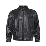 27004-popular Autumn and winter n street high-end sense retro street trendy zipper decorative design leather jacket