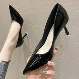 2025 775-20 Solid color professional work high heels women's pointed head stiletto 2025 spring new high heels fairy style