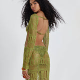 2025summer new beach skirt women's solid color sexy knitted hollow beach bikini swimsuit blouse sunscreen clothing