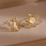 Diamond-set opal star stud earrings temperament simple and versatile earrings niche exquisite ins small and high-end earrings