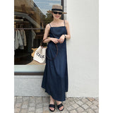 2025 THE MIND100 Tencel suspender skirt 2025 summer new vacation waist slimming dress T5065X