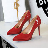 2025 8366-1  high heels fashion banquet women's shoes thin heel patent leather shallow mouth pointed head super high heel waterproof table single shoes