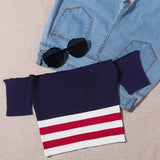 HULIANFU Summer 2025 Popular trade women's new off-the-shoulder short-sleeved striped lace versatile backless tube top t-shirt