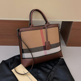2025 New plaid canvas handbag,  retro child and mother bag, contrasting colors, versatile texture, tote bag can be crossed on one shoulder
