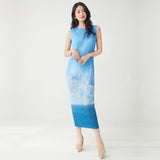 2025 Women's temperament high-end  dress summer new medium and long one-step skirt sleeveless thin straight skirt