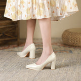 2025 8099-1 pointed thick heel high heels women's 2025 autumn new waterproof table single shoes women's professional work women's shoes