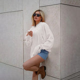 2025popular Popular, ,  New new knitted round neck loose hole medium and long sleeve sweater knitted sweater