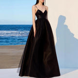 2025 Evening dress women  new temperament socialite catwalk black annual meeting host dress birthday party dress