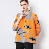 Mizhai loose large size mm single-breasted long-sleeved shirt lapel pleated small jacket spring and autumn Popular trade new versatile