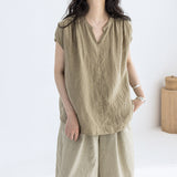 Casual suit, linen summer loose short-sleeved shirt 230102 summer light Yamamoto pants pants 230125