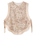Guofeng  summer new bead embroidery new Chinese sequin fishtail skirt vest trousers set N4030