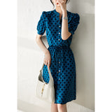 2025 Heavy silk dress  summer new women's clothing rhombus printing medium and long, mulberry silk shirt skirt