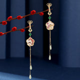 2025 Chinese style Hanfu fringed pendant cheongsam pressure placket Guochao natural fritillary ruyi flower retro style clothing accessories