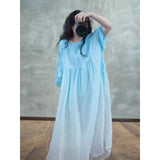 summer new pocket double opaque holiday wind gradual change of color loose and thin fairy dress women